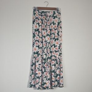 Angie Floral Maxi Skirt in Black and Pink